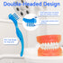 Denture Cleaner Box and Brush Set - 2 Pack Denture Bath Case with Basket + 2 Pack Denture Brush, Portable Denture Retainer Storage Box, False Teet...