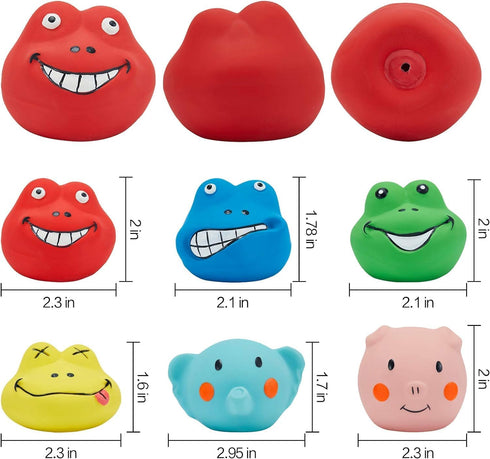 Squeaky Dog Toys Durable Soft Latex Rubber Teething Chewing Interactive Fetch Play Squeak Puppy Toys with Funny Face for Puppy Small Medium Dog 6p...