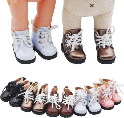 niannyyhouse 20cm Plush Doll Boots Leather Shoes Length 5.5cm 8in Doll Accessories Dress Up (Pink)...