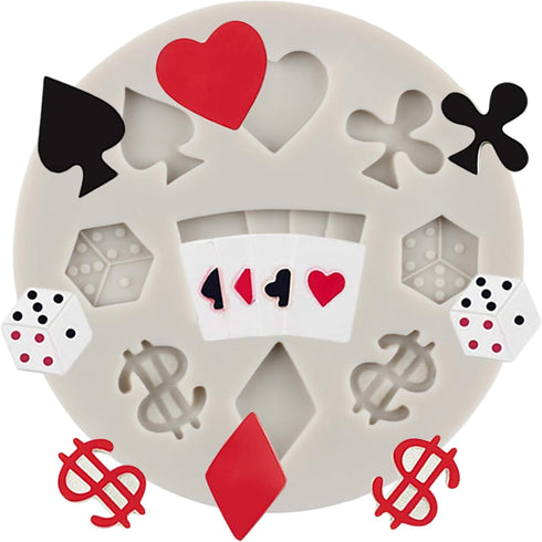 Poker Silicone Molds 3D Casino Themed Chocolate Molds Mini Heart Molds For Cake Decorating Cupcake Topper Candy Gum Paste Polymer Clay Set Of 1...