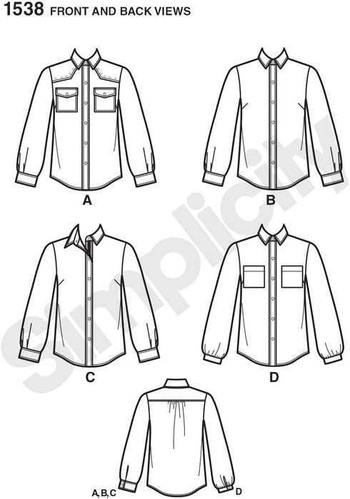 Simplicity 1538 Women's Button Up Shirt Sewing Patterns, Sizes 6-14...