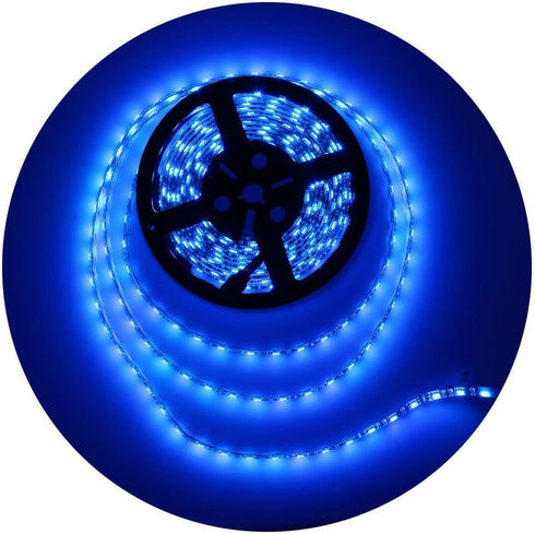 ALITOVE 16.4ft 5050 Blue LED Flexible Strip Ribbon Light Black PCB DC 12V 5M 300 LEDs Waterproof IP65 for Home Garden Commercial Area Lighting, Wi...