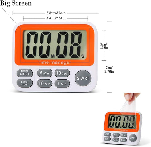 Digital Countdown Kitchen Timer - AIMILAR Count Up Down Magnetic Timer Clock with Loud Alarm Fast Setting for Cooking Baking Gym Students...