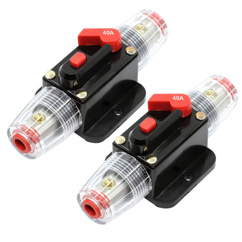 ZOOKOTO 2 Pcs 12V-24V DC Fuse Holder 20A 30A 40A 50A 60A 80A 100A 150A,Inline Circuit Breaker 40A with Reset Button for Auto Car Marine Boat Stere...