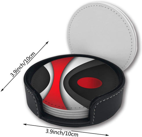 Black In Modern Abstract Red Drinks Coasters With Holder, Suitable For Kinds Of Cups, Set Of 6...