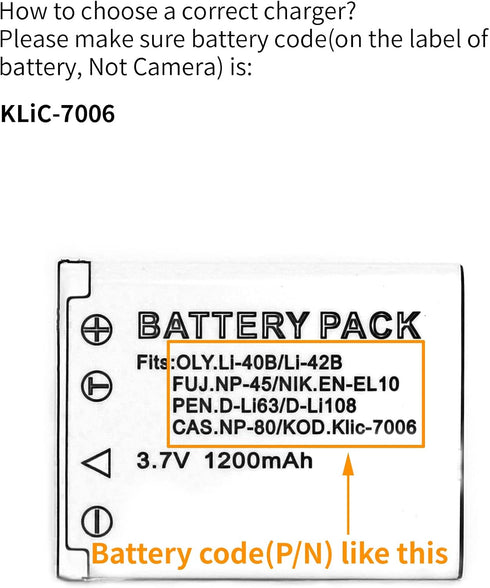 KLIC-7006 USB Charger for Kodak EasyShare M200, M22, M23, M522, M530, M531, M532, M5350, M5370, M550, M552, M575, M577, M580, M583, M750, MD30 Cam...