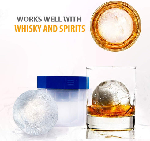 Ice Ball Molds Maker - 2 Pack Sphere Molds - 2.5 inch Round Ice -Slow Melting Ice for Whiskey Bourbon and Cocktails -...