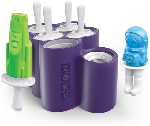 ZOKU Space Ice Pop Molds, 6 Rocket and Astronaut-shaped Popsicles Molds in One Tray with Reusable Popsicle Sticks, BPA-free...