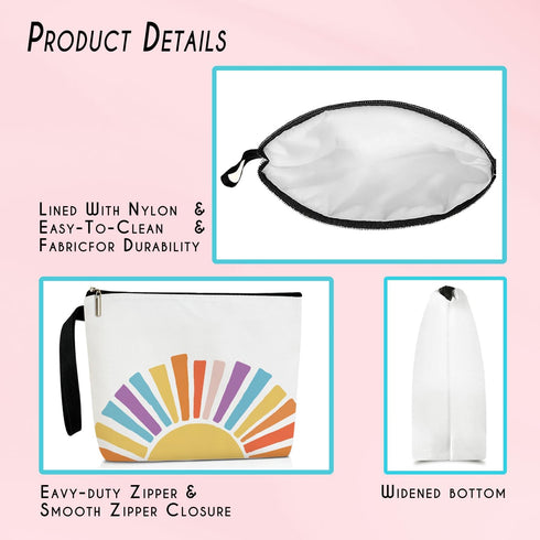 Floral Makeup Bag for Women, Sunshine Gift Makeup Toiletry Organizer Cute Makeup Pouch Canvas Cosmetic Bag Travel Essential Zipper Bag, Pencil Bag...