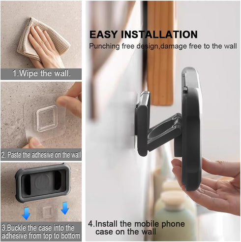 Shower Phone Holder Waterproof,480° Rotating Wall Phone Holder Mount with HD Touch Screen Guardian Phone up to 7 inch for iPhone 15 14 13 12 Pro 1...