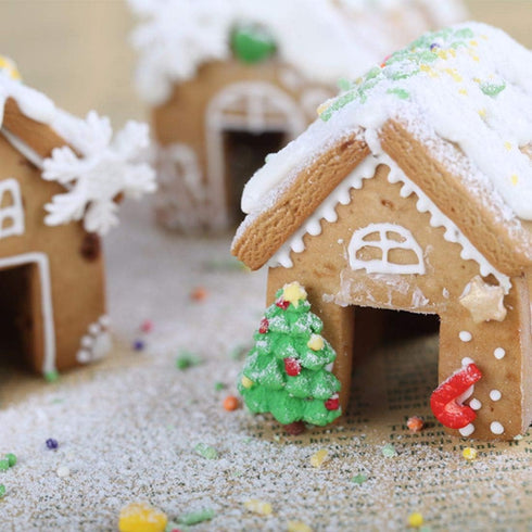 La Tartelette 3 Pcs Stainless Steel Christmas Mini House Mold Gingerbread Cookie Cutters Set Cupcake Chocolate Easter Gingerbread House Kit (Small...