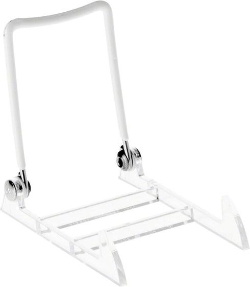 1PL Adjustable White Wire and Clear Acrylic Display Easel, 2.75" W x 3.75" D x 3.5" H, Pack of 6...