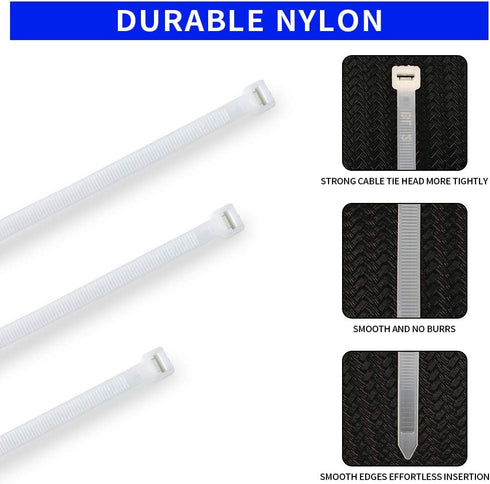 200 Pack Bulk KOOWIN Small 6 inch Nylon Plastic Cable Zip Ties Wire Wraps White...