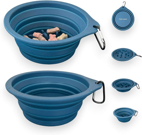 Tito's Closet 2-Pack Collapsible Dog Bowls - Blue, 20 Ounces - Travel Dog Water Bowl, Dog Bowl Slow Feeder, Dog Travel Essentials for Pet Parents ...