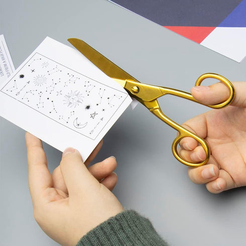 7 Inch Gold Tailor Scissors Golden Straight Recycled Stainless Steel Dressmaker Fabric Shears Tailors Sewing Scissors for Costume Crafts Arts Fabr...