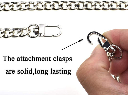 HAHIYO Purse Chain Strap 15.7 inches Bright Silver for Shoulder Cross Body Sling Purse Handbag Clutch Replacement Comfortable Flat 0.4' Wide Enoug...