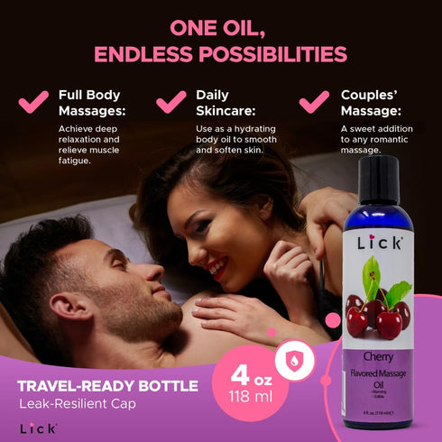 Cherry Flavored Massage Oil for Massage Therapy - Relaxing Muscle Massage for Men and Women with Natural Vitamin e Oil with Aromatherapy Oils for ...