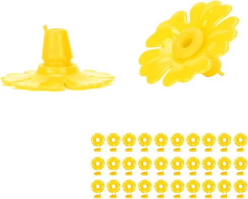 CHICIRIS 30 Set Hummingbird Feeder Flowers Hanging Bird Feeding Ports Replacement Parts for Bee Guards Feeding Hummingbird Outdoors Supplies(Yello...