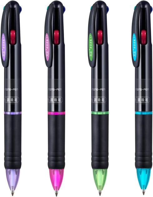 4 Pack 0.7mm 4-in-1 Multicolor Ballpoint Pen?4-Color Retractable Ballpoint Pens for Office School Supplies Students Children Gift...