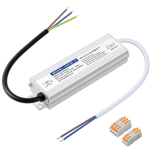 Waterproof IP67 LED Driver Power Supply 12V 36W 3A, 110V AC to 12V DC Converter, Ideal for Indoor and Outdoor, Marine, and Industrial LED Lighting...