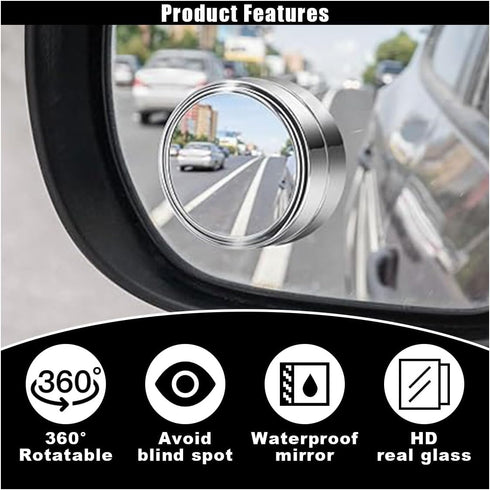 4PCS Car Blind Spot Mirrors, Adjustable HD Glass Auto Side Rear View Mirrors Round Wide View Angle Mirror, Car Rear View Convex Accessories with F...