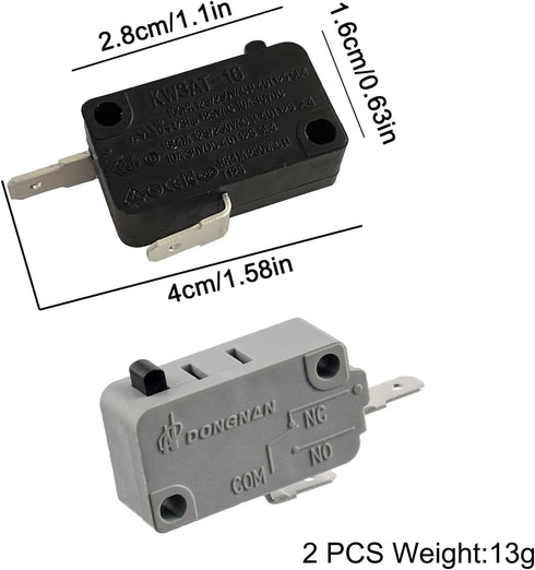 KW3A Microwave Oven Door Interlock Switch 16A 125VAC/250VAC Microwave Oven Replacement Part Door Switch (1 Normally Open + 1 Normally Closed)...