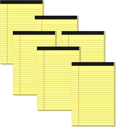 Yellow Note Pads 5x8 Small Legal Pads College Ruled Notepad for Office 6 Pack Yellow Writing Pads 5x8 Narrow Ruled Paper Pads 25 Lines 80 GSM Pape...