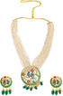 Traditional Indian Gold Plated Green Meenakari, CZ & Multilayer Pearls Adjustable Dori Long Pendant Necklace with Matching Earrings Jewellery/Jewe...