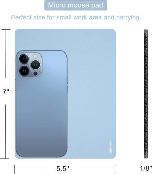 Mini Mouse Pad Small Size 2 Pack, Portable Mouse Pad Blue for Laptop, Travel Mousepad Cute with Non Slip Rubber Base for Wireless Mouse - 5.5 x 7 ...