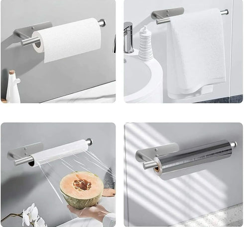 AMIRIZZ Paper Towel Holder, Paper Towel Rack for Kitchen and Bathroom, Self-Adhesive Paper Towel Holder, Wall Mounted Paper Towel Rack, Under Cabi...