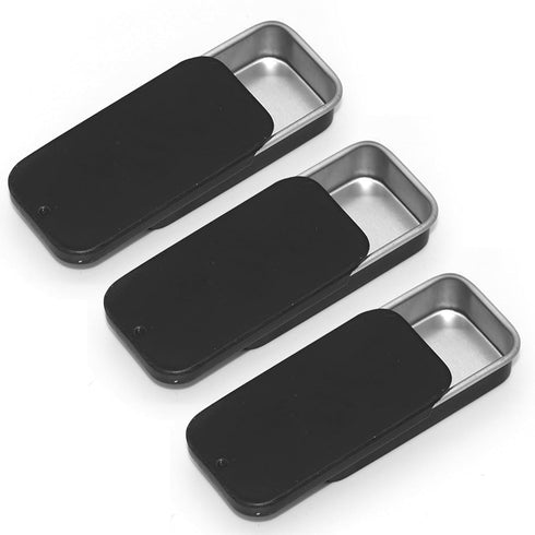 Lip Balm Tins Slide Top Tin Containers for Lip Balm Crafts Storage Kit - 0.25oz 3 Pack (BLACK)...