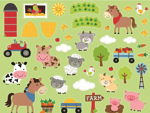 Fun Express Make Your Own Farm Sticker Scene - DIY Stickers Kids - Party Favors - Farm Party Favors -12 Large Sheets - Stationary Arts & Crafts - ...