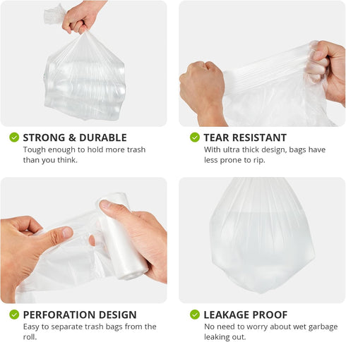 4 Gallon Trash Bags (90 Count) Clear Small Garbage Bags, Office Waste Basket Liners, 15-20 Liter Leak Proof Plastic Mini Trash Bags for Bathroom B...