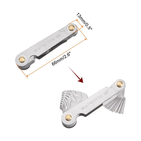 British Whitworth 4G-62G Screw Thread Pitch Gauge Tool Pitch Cutting Gauge Caliper Gauges Measuring Tool for Industrial Measurement...
