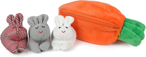 Hide and Seek Bunnies in Carrot Pouch Easter Bunny Stuffed Animal 3Pcs Rabbit Plush Doll in Zipper Purse Storage Bag Easter Gifts...