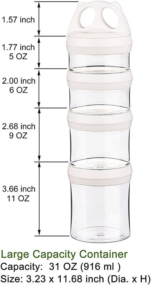 BeneLabel Stackable Food Storage Containers with Twist Lock System - BPA-Free Tritan Containers for Travel, Formula, Protein Powder, Snacks - Leak...
