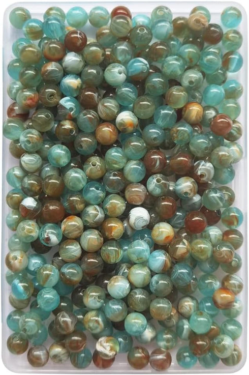 INSPIRELLE 8mm Acrylic Beads 300pcs Marble Patterns Round Loose Beads for Jewelry Bracelets Necklace Making...