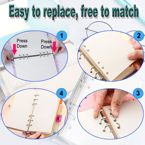 2 PCS A6 Clear Soft PVC Notebook Cover, Refillable Paper PVC Binder, Loose Leaf Personal Planner Binder (2 Transparent)...