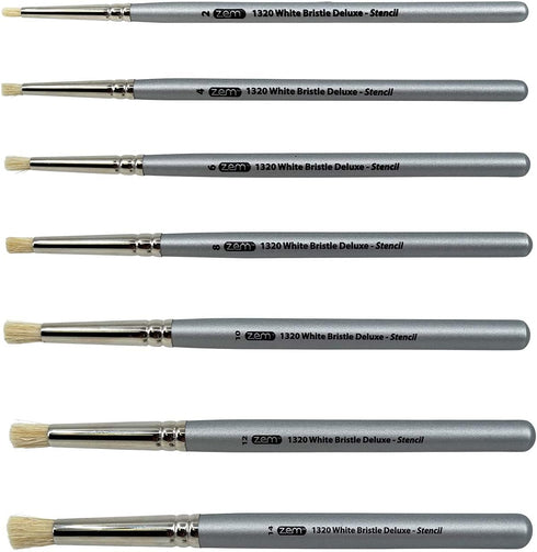 ZEM Brush Mfg Deluxe Stencil Artist Paint Brush Set 7 pcs Sizes 2 4 6 8 10 12 14...