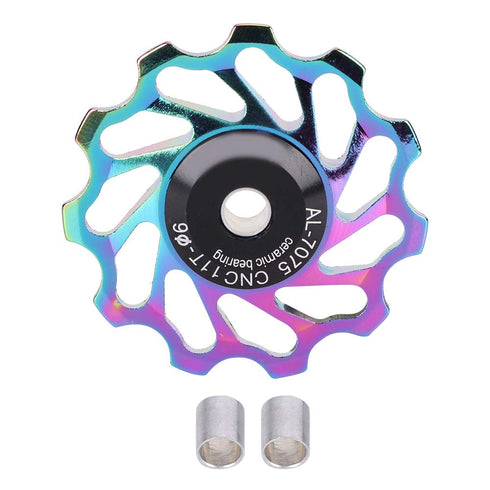 Derailleur Pulley Kit Pair, Ceramic Wheel Bearing Pulley Mountain Tension Rear Derailleur Pulley Bearings Bike Cycling Accessory for Road Mountain...