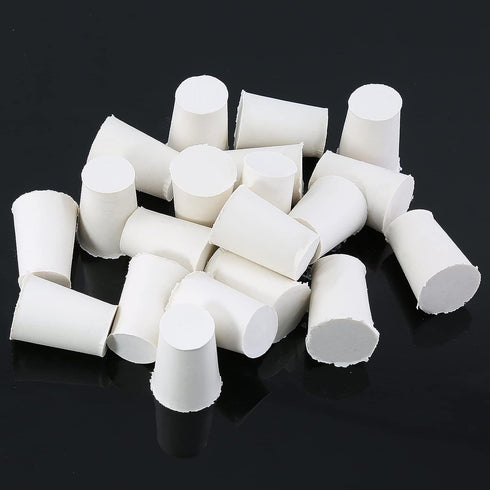20 Pcs 000# White Solid Rubber Stoppers Tapered Lab Plugs, Dia. 13mm x Dia. 8mm - Height 17mm...