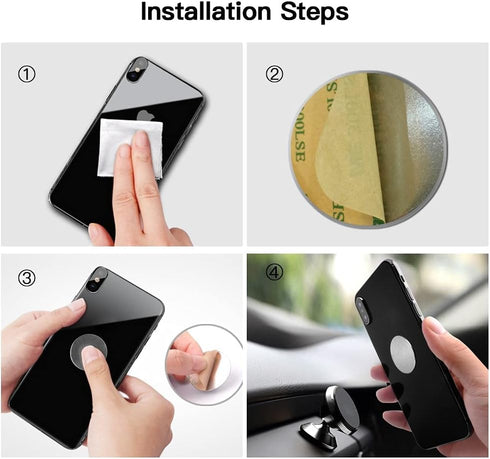 SALEX Replacement Metal Plates Set for Magnetic Car Mount, Wall, Phone Holder. 8 Large Silver Iron Discs Without Holes for Magnets. 3M Adhesive Th...
