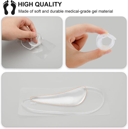 6 Pairs Gel Arch Support Cushions for Men & Women, Shoe Insoles for Flat Feet, Reusable Arch Inserts for Plantar Fasciitis, Adhesive Arch Pad for ...