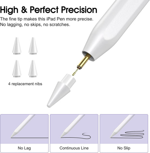 Stylus Pen for iPad,Palm Rejection Tilt Sensitivity Fast Charging Pencil Only Work for 2018 Or Later iPad 10/9/8/7/6th Gen,Pro 12.9&11",Mini 6/5,A...