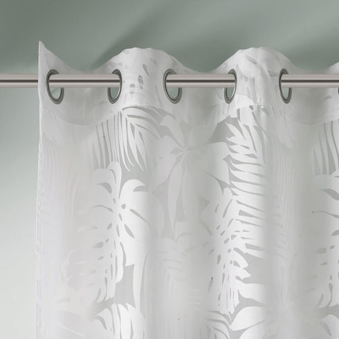 Madison Park Semi Sheer Single Curtain Modern Contemporary Botanical Print Out Design, Grommet Top, Window Drape for Living Room, Bedroom and Dorm...
