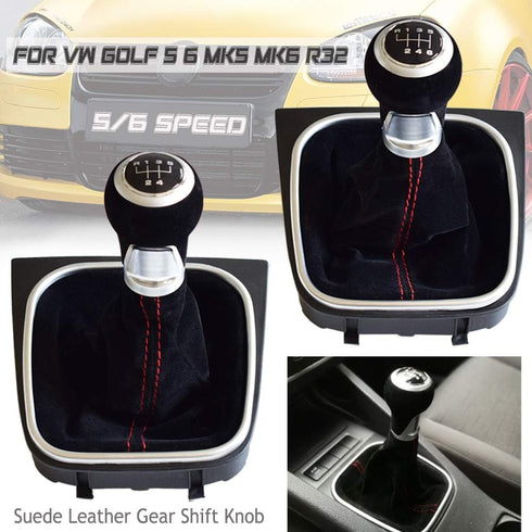 6 Speed Shift Knob Boot Cover Suede Leather for VW Golf 5 6 MK5 MK6 R32 GTI...
