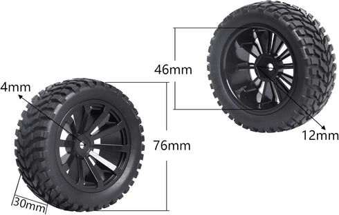 12mm Hex Wheels and Tires w/Foam Inserts for 1/10 RC Touring Car 1/18 Latrax Teton 1/16 Traxxas Slash Wltoys 144001 Redcat Lightning EPX On-Road T...