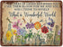 Dragonfly What A Wonderful World Flowers Funny Metal Tin Sign Wall Decor I See Trees of Green Red Rose Too Retro Tin Sign Vase Flowers Poster Plaq...