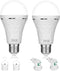 2 Pack Emergency Rechargeable Light Bulbs,Battery Operated Backup Light Bulb 9W E27 8500K 1200mAh White Equivalent Self-charging LED Light Bulbs f...