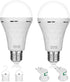 2 Pack Emergency Rechargeable Light Bulbs,Battery Operated Backup Light Bulb 9W E27 8500K 1200mAh White Equivalent Self-charging LED Light Bulbs f...